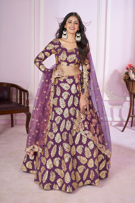 Designer Lehenga Set with Sequins Thread & Badla Zari Embroidery