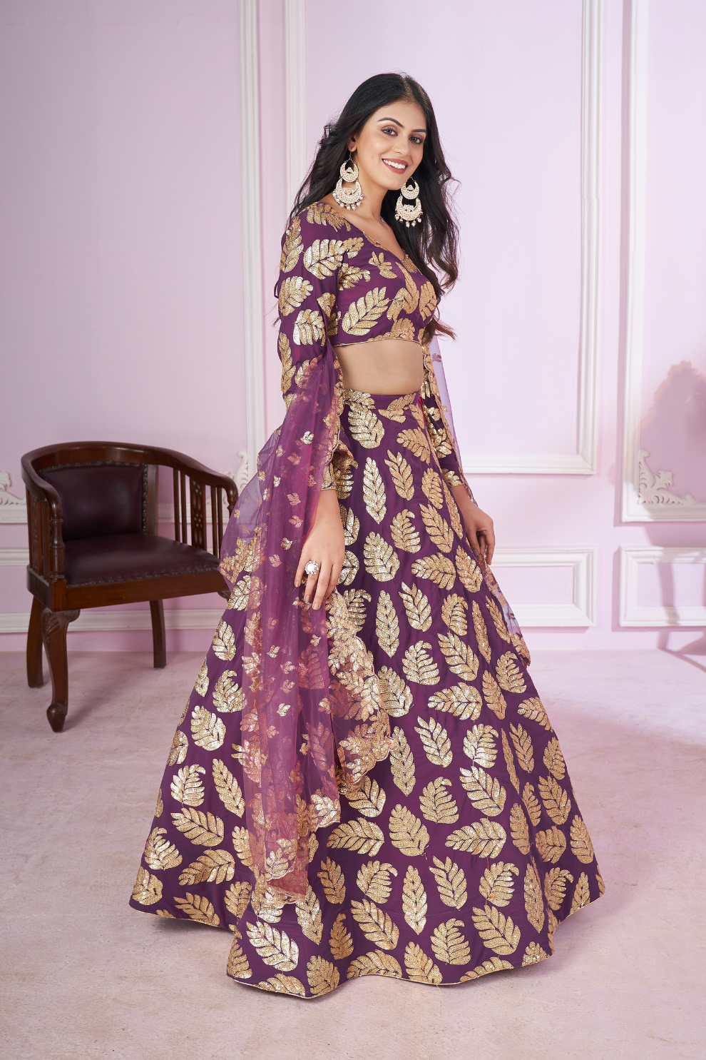 Designer Lehenga Set with Sequins Thread & Badla Zari Embroidery