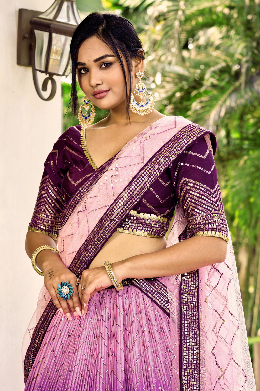 Graceful Lehenga Set with Sequins & Thread Embroidery