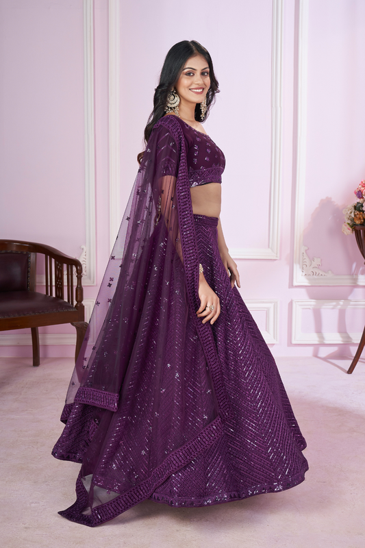 Designer Lehenga Set with Sequins Thread & Badla Zari Embroidery