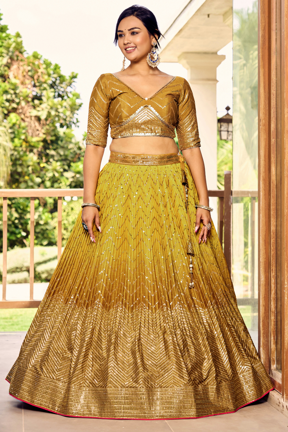 Graceful Lehenga Set with Sequins & Thread Embroidery