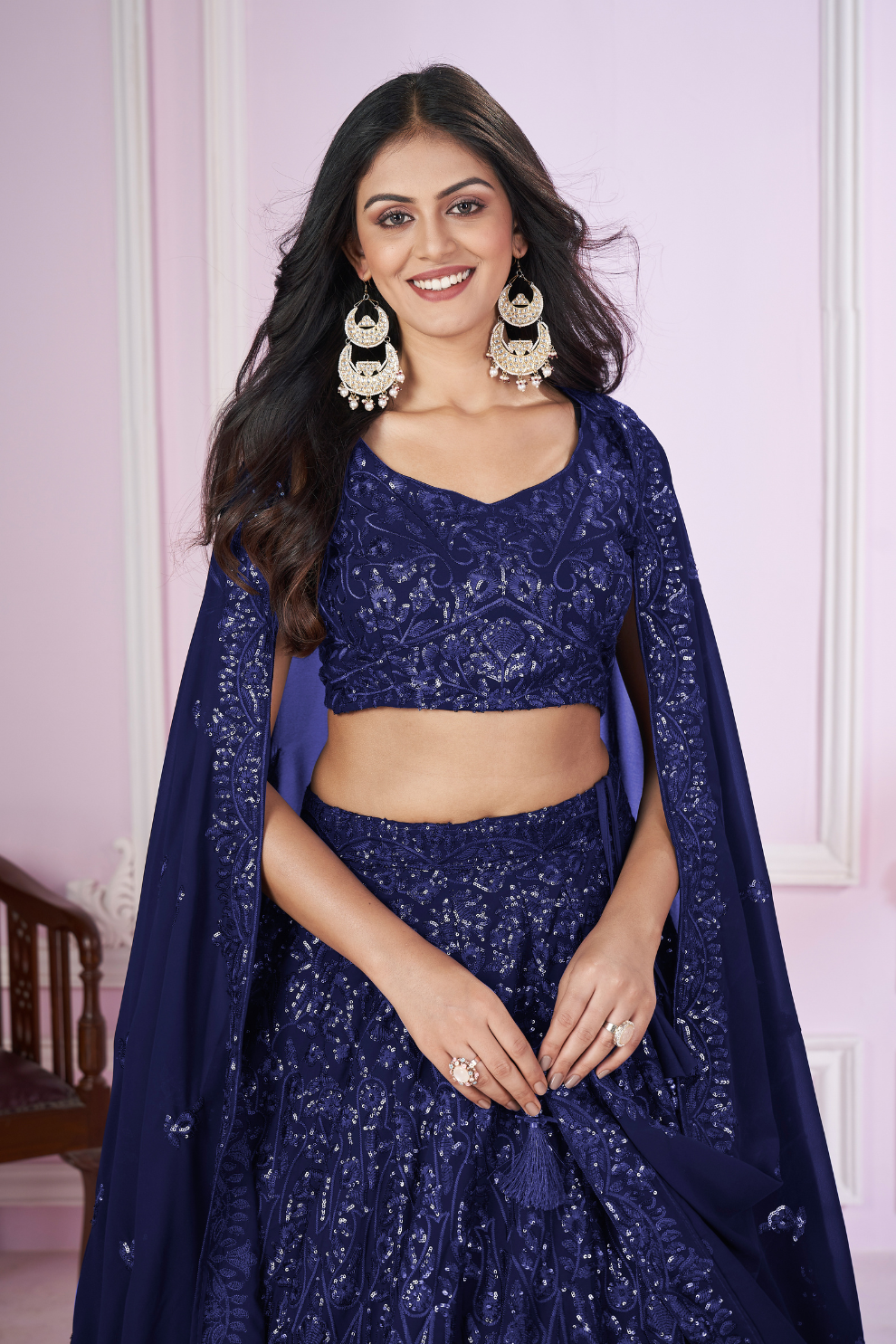 Designer Lehenga Set with Sequins Thread & Badla Zari Embroidery