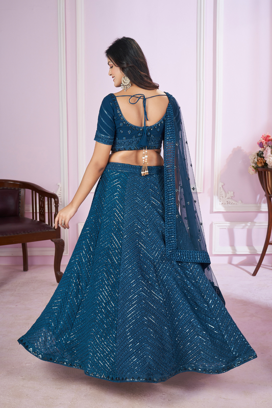 Designer Lehenga Set with Sequins Thread & Badla Zari Embroidery