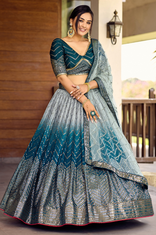 Graceful Lehenga Set with Sequins & Thread Embroidery