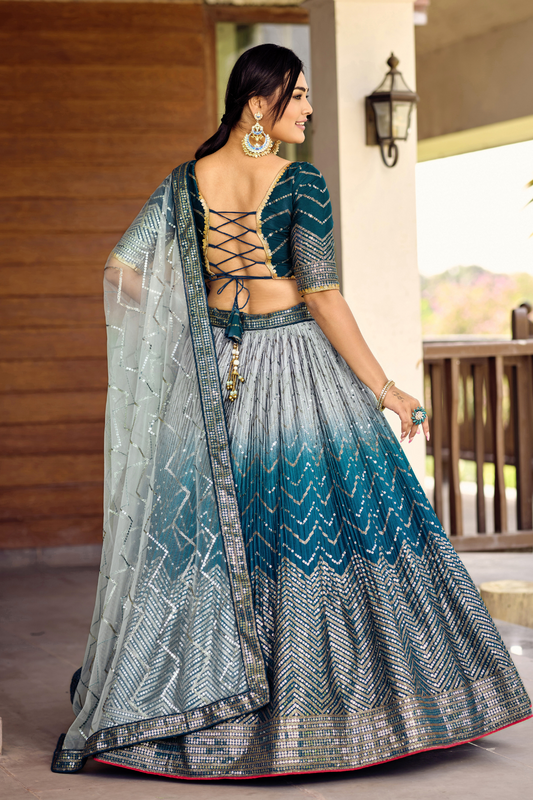 Graceful Lehenga Set with Sequins & Thread Embroidery