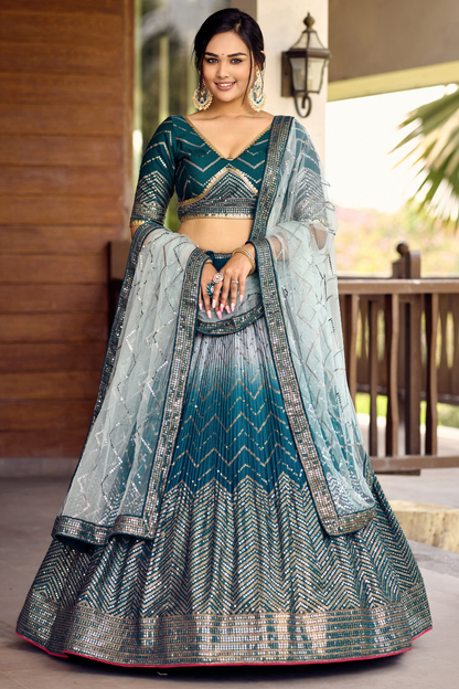 Graceful Lehenga Set with Sequins & Thread Embroidery