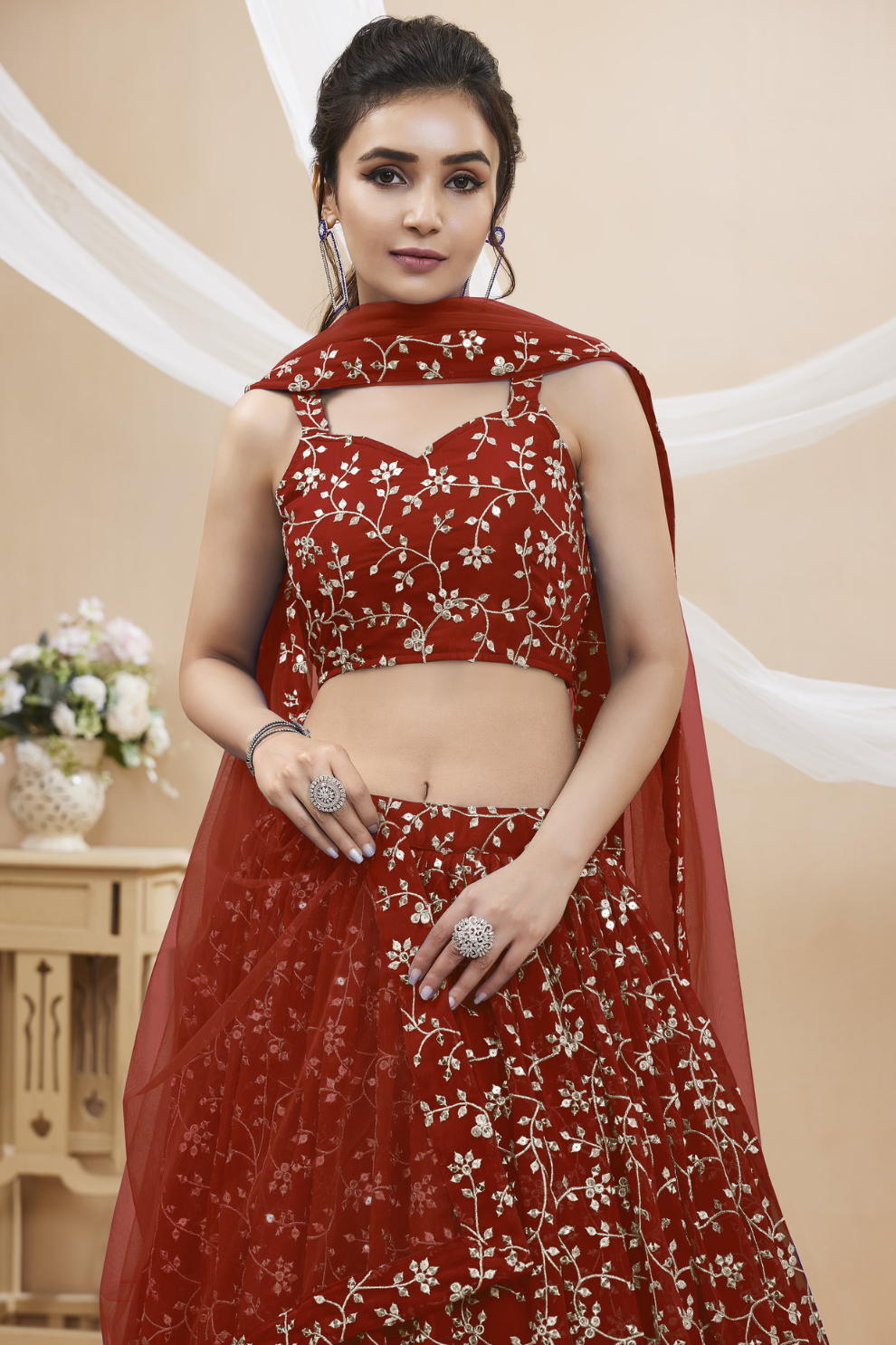 Stunning Lehenga Set with Sequins & Zari Embroidered Work