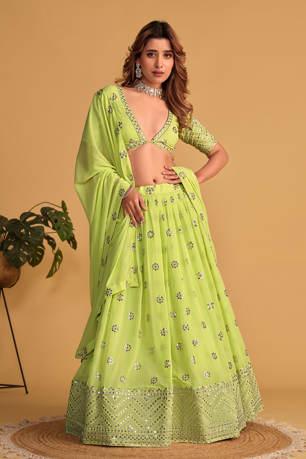 Richly Embroidered Lehenga with Sequins & Zari Detailing