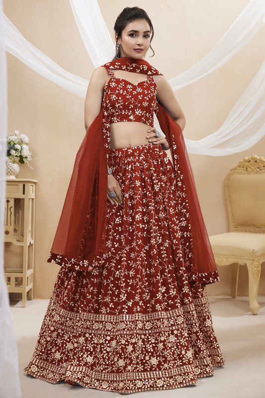 Stunning Lehenga Set with Sequins & Zari Embroidered Work