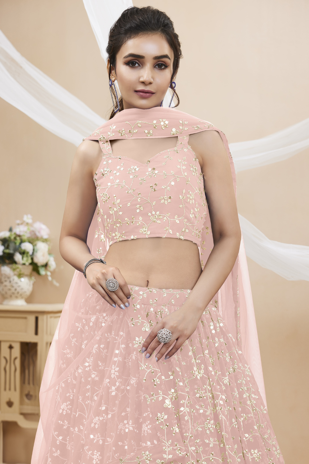 Stunning Lehenga Set with Sequins & Zari Embroidered Work