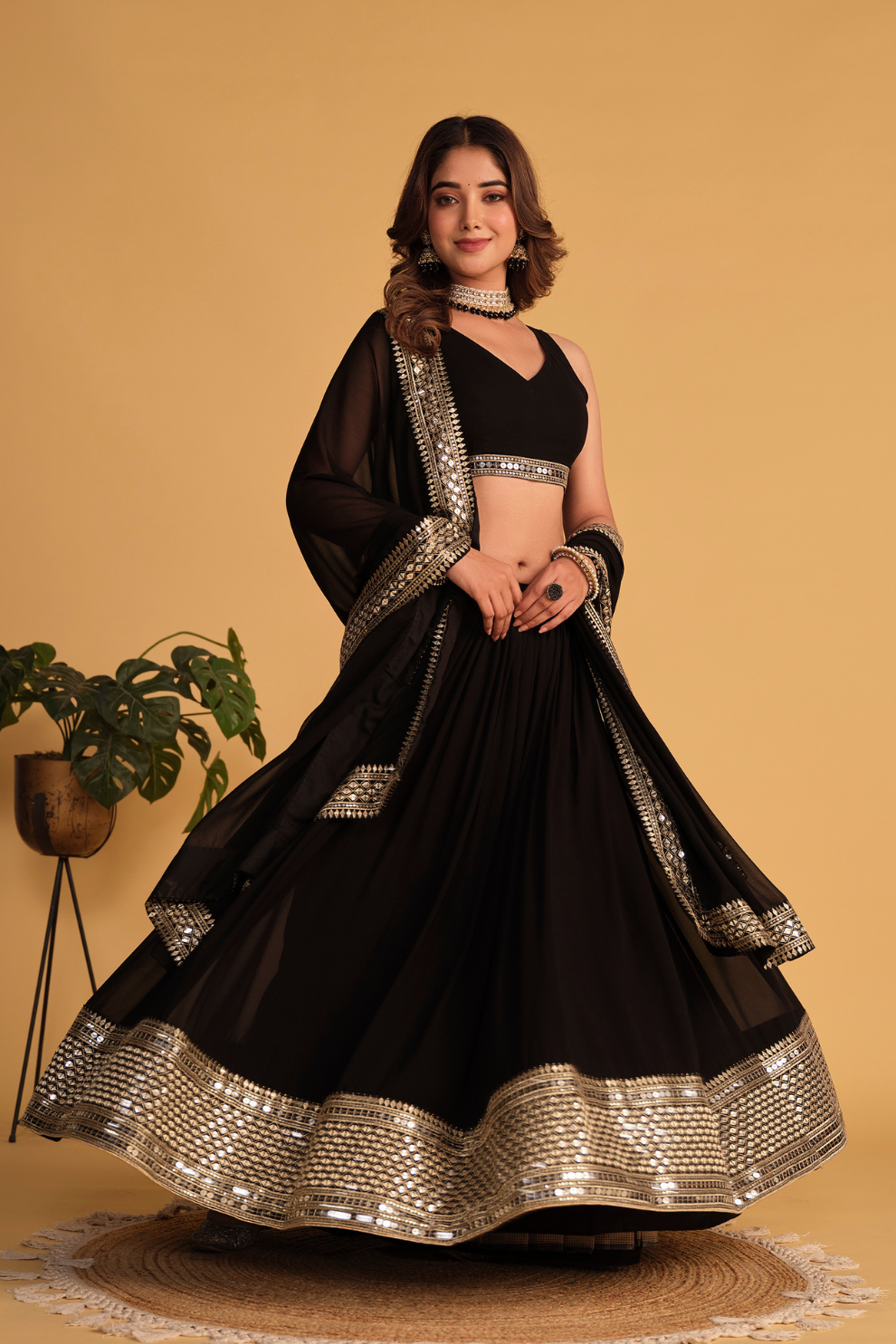 Richly Embroidered Lehenga with Sequins & Zari Detailing