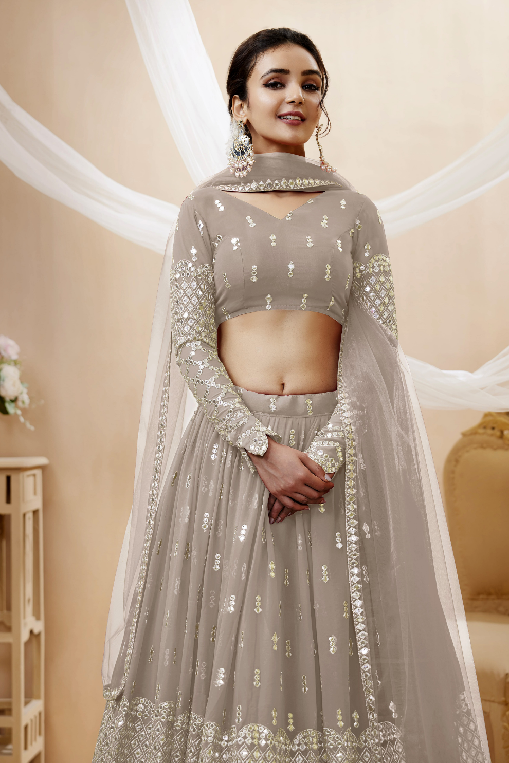 Designer Georgette Lehenga and Soft Net Dupatta Ensemble
