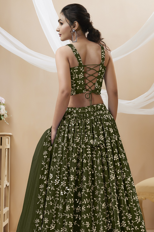 Stunning Lehenga Set with Sequins & Zari Embroidered Work