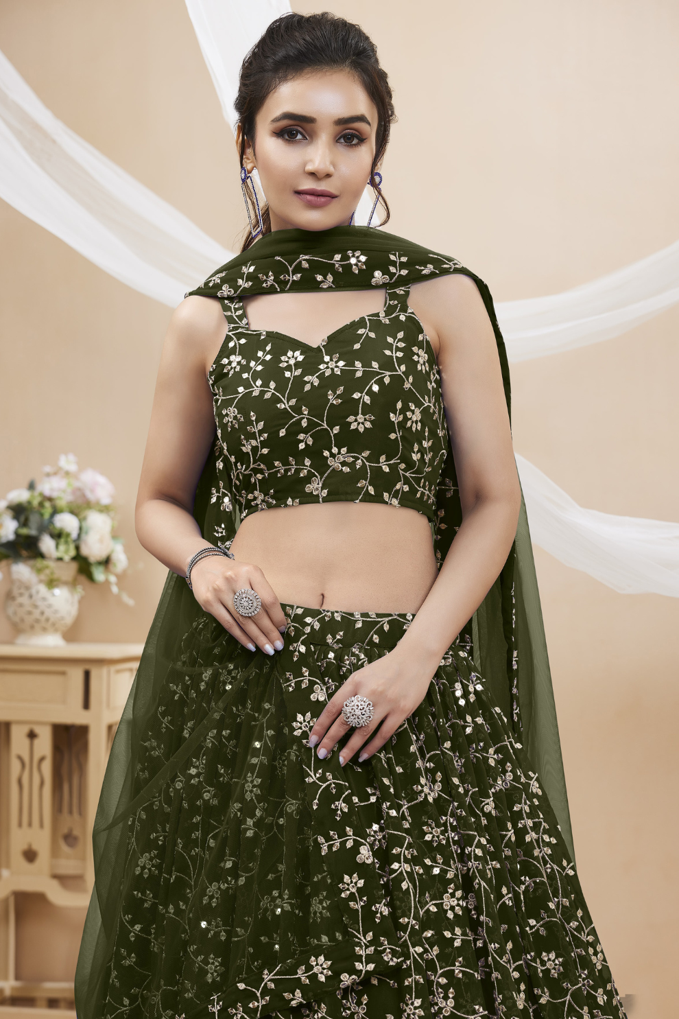 Stunning Lehenga Set with Sequins & Zari Embroidered Work