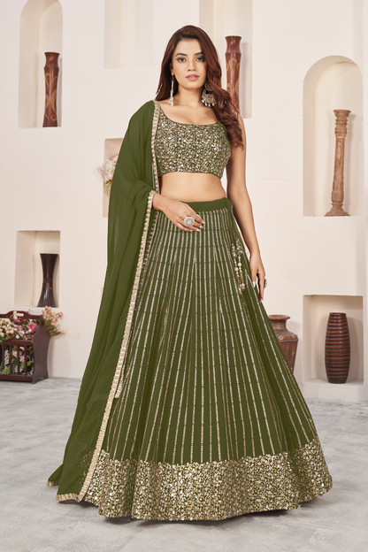 Elegant Sequins and Zari Embroidered Lehenga Set