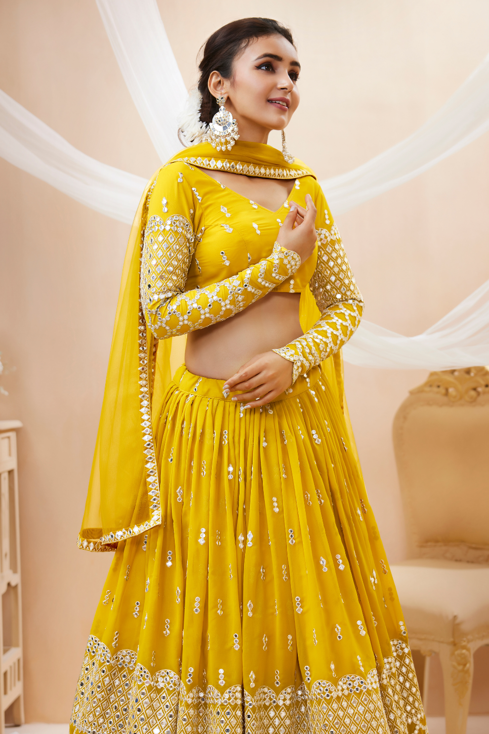 Designer Georgette Lehenga and Soft Net Dupatta Ensemble