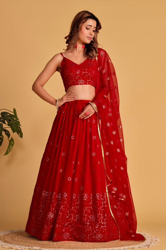 Richly Embroidered Lehenga with Sequins & Zari Detailing
