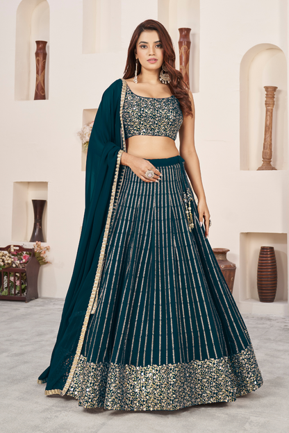 Elegant Sequins and Zari Embroidered Lehenga Set