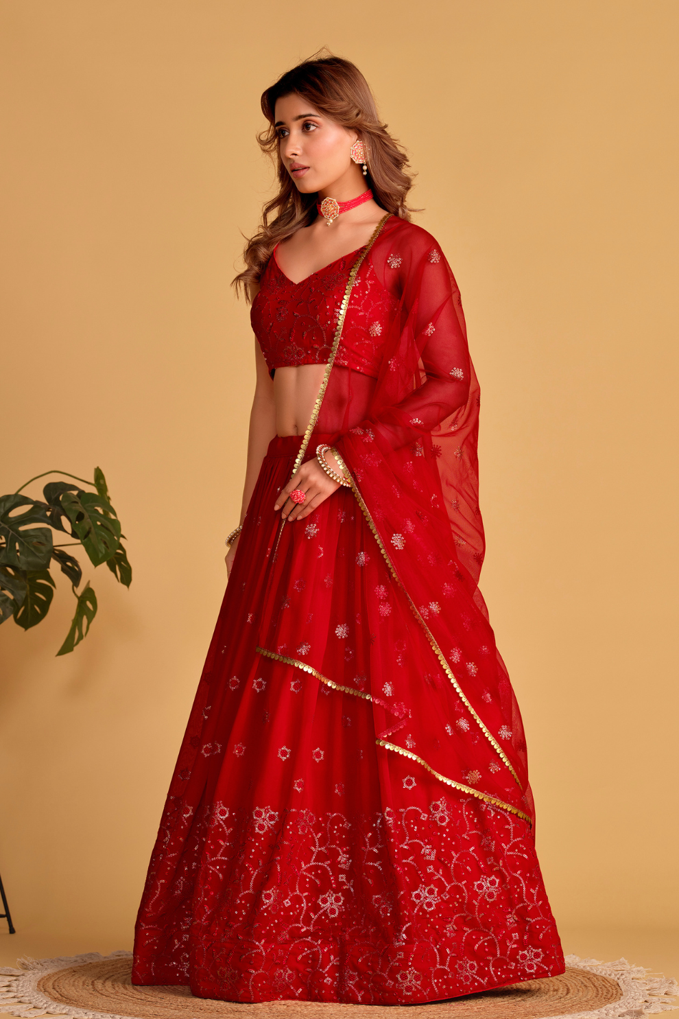 Richly Embroidered Lehenga with Sequins & Zari Detailing