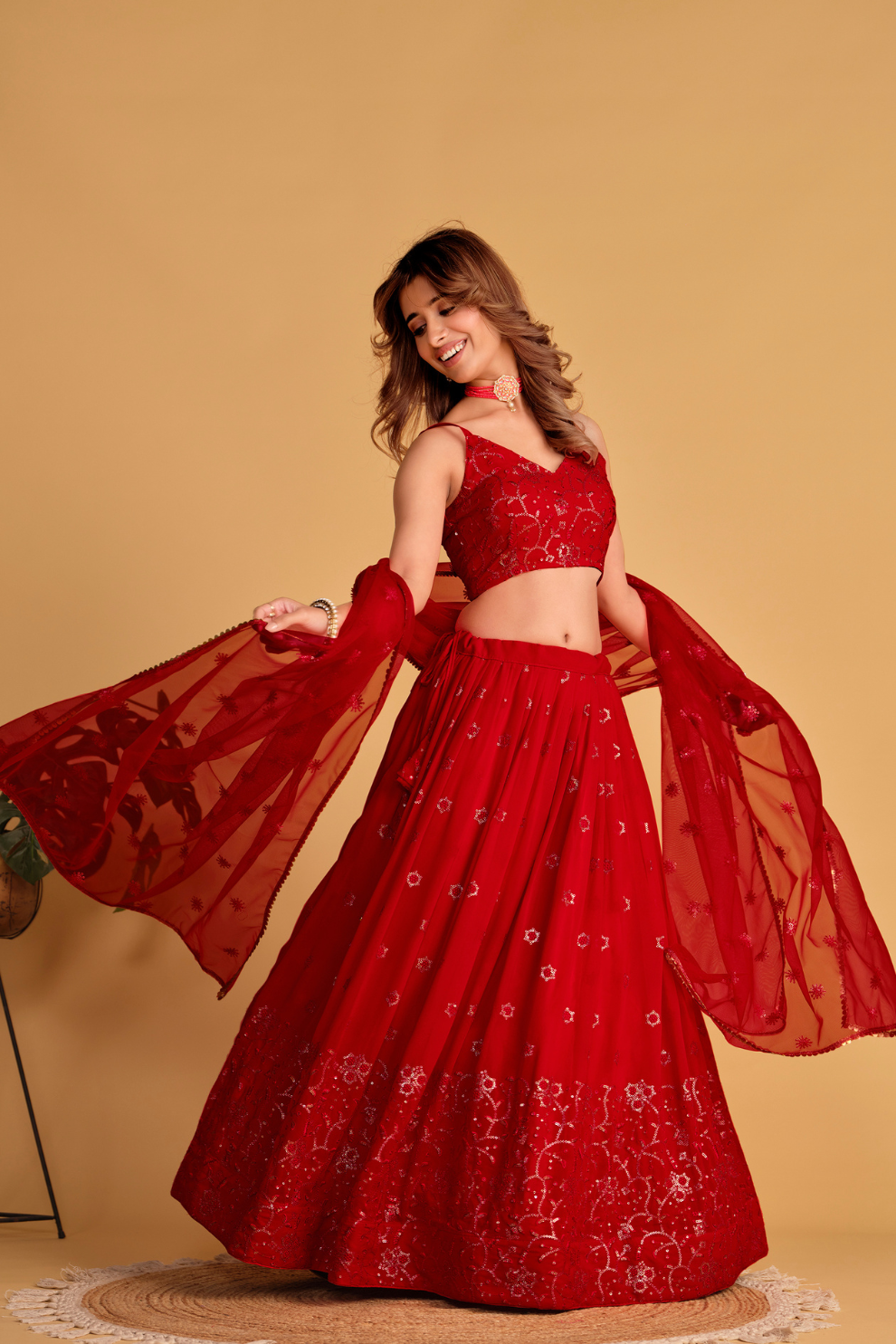 Richly Embroidered Lehenga with Sequins & Zari Detailing