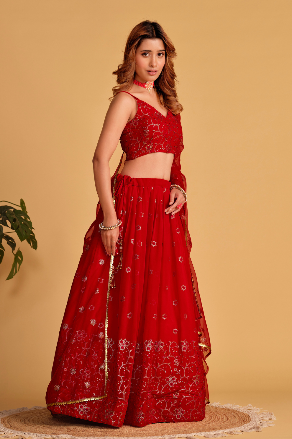 Richly Embroidered Lehenga with Sequins & Zari Detailing