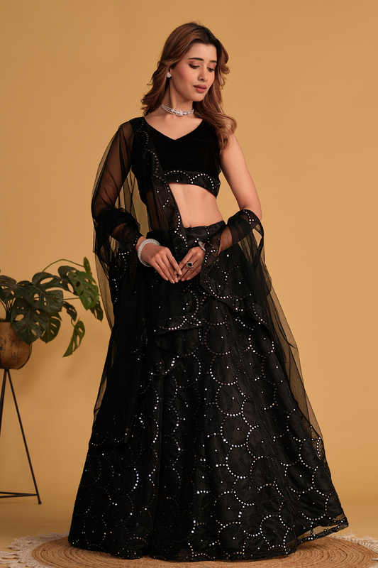 Richly Embroidered Lehenga with Sequins & Zari Detailing