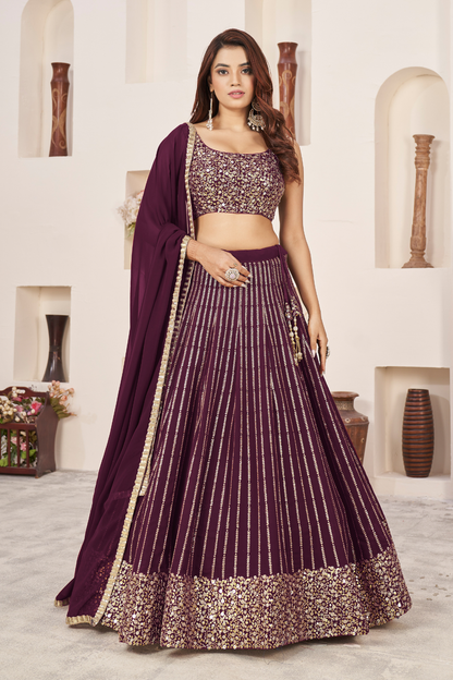 Elegant Sequins and Zari Embroidered Lehenga Set