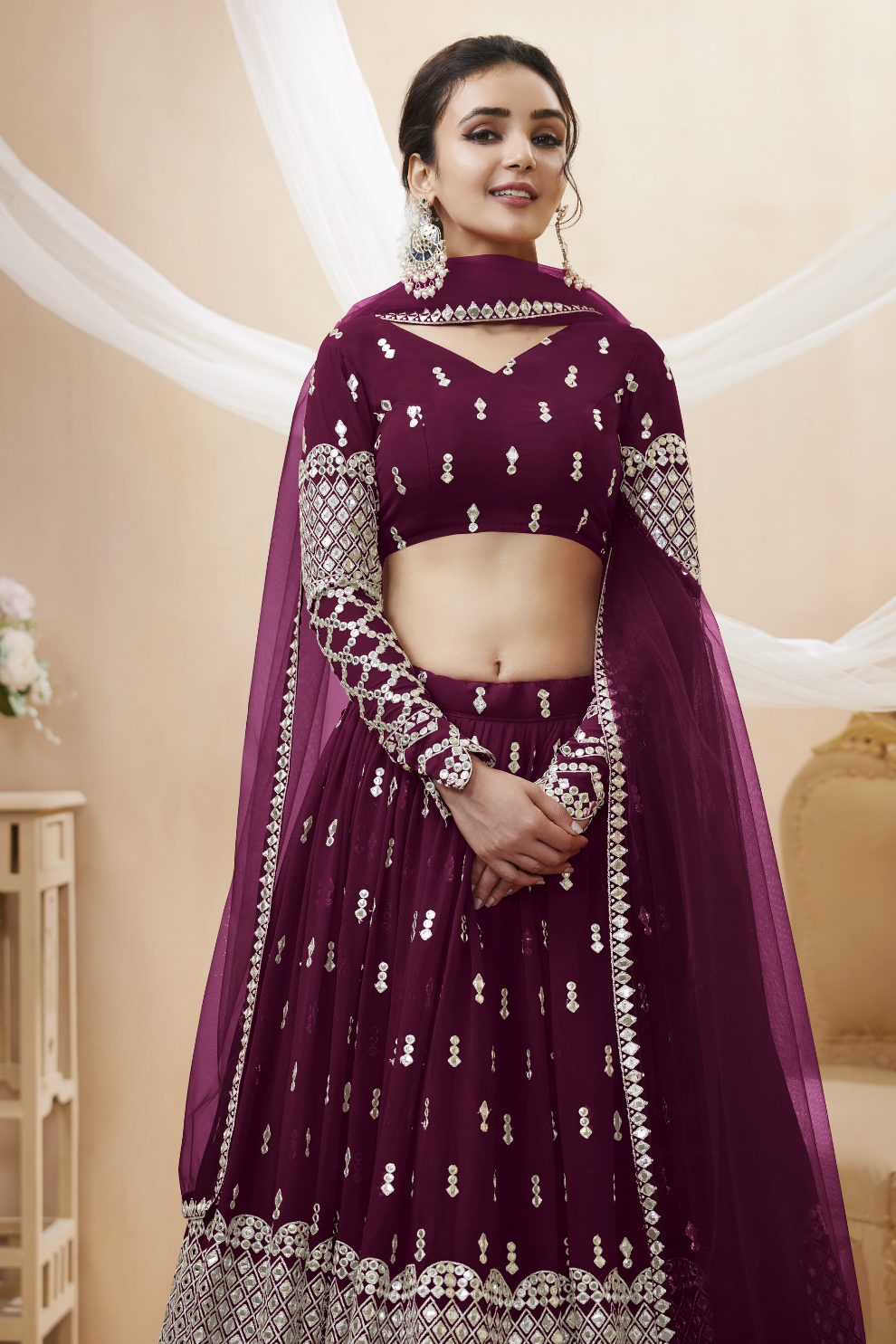 Designer Georgette Lehenga and Soft Net Dupatta Ensemble