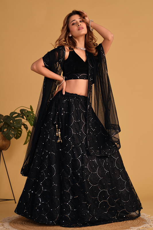 Richly Embroidered Lehenga with Sequins & Zari Detailing