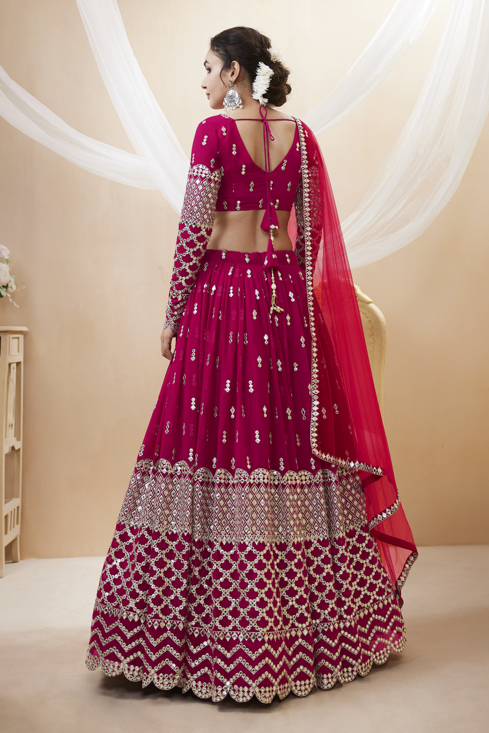 Designer Georgette Lehenga and Soft Net Dupatta Ensemble