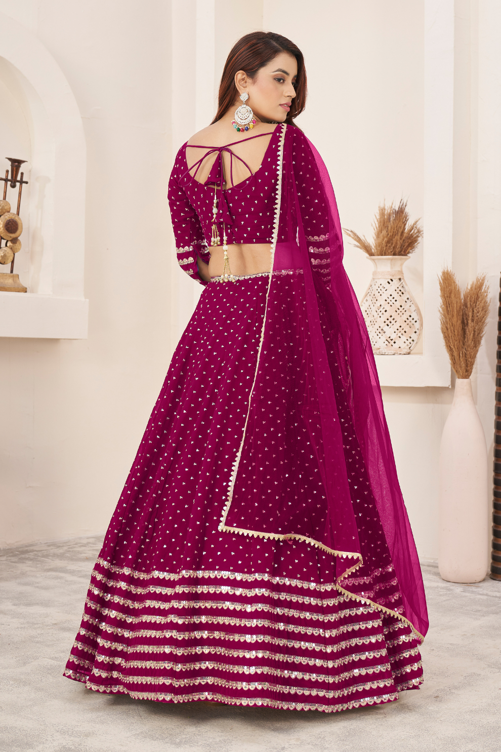 Elegant Sequins and Zari Embroidered Lehenga Set