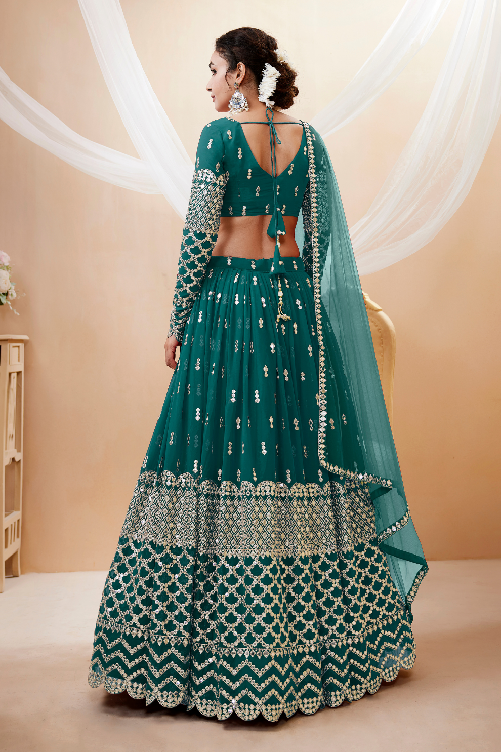 Designer Georgette Lehenga and Soft Net Dupatta Ensemble