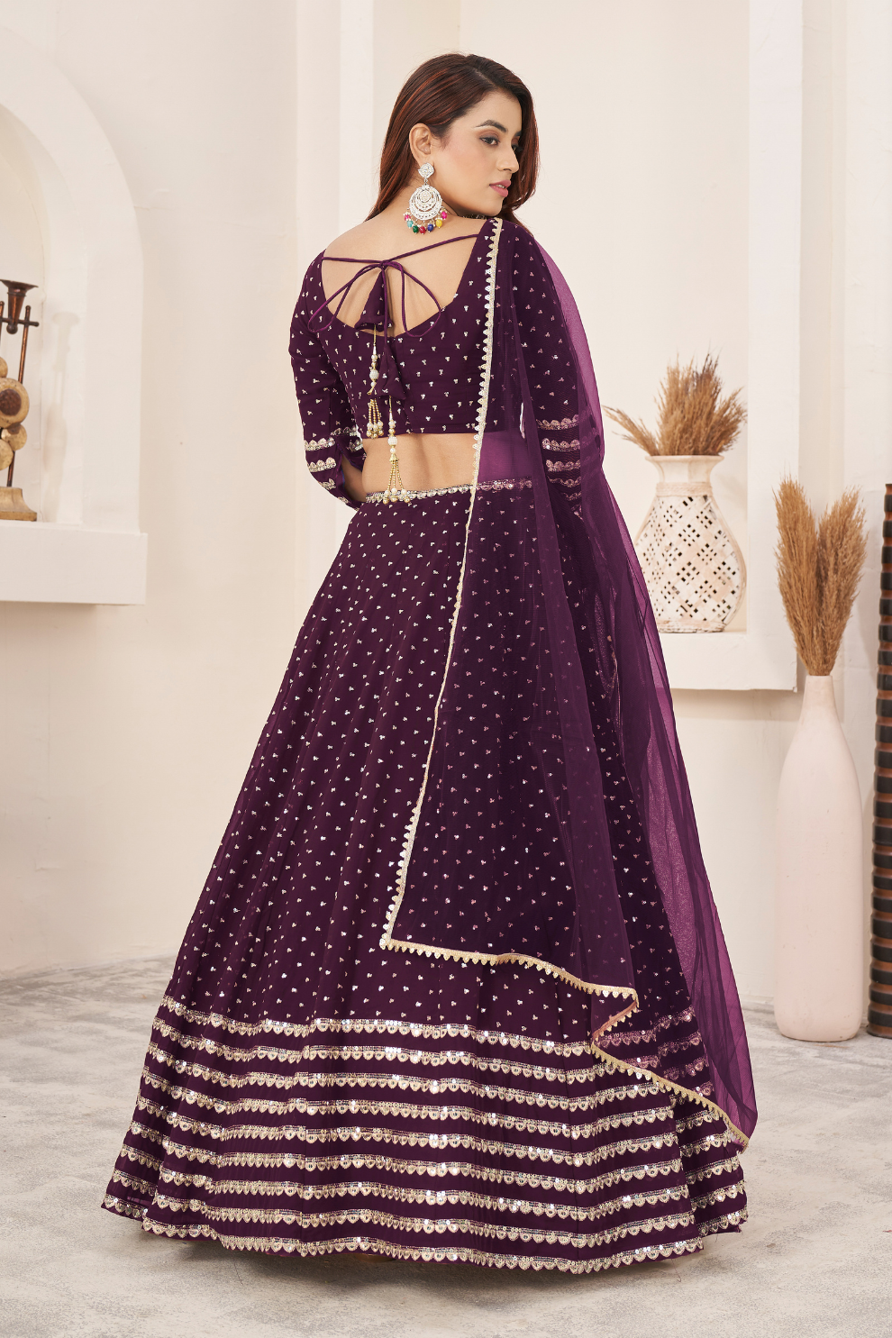 Elegant Sequins and Zari Embroidered Lehenga Set
