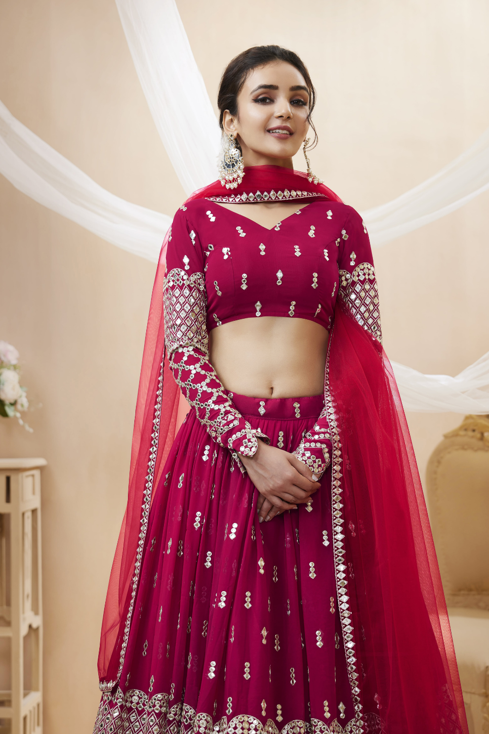 Designer Georgette Lehenga and Soft Net Dupatta Ensemble