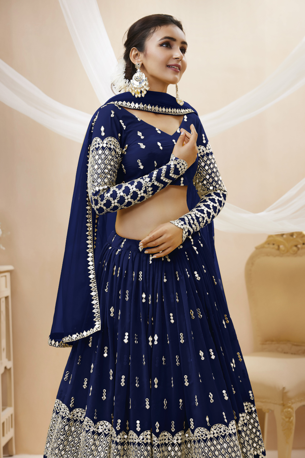Designer Georgette Lehenga and Soft Net Dupatta Ensemble