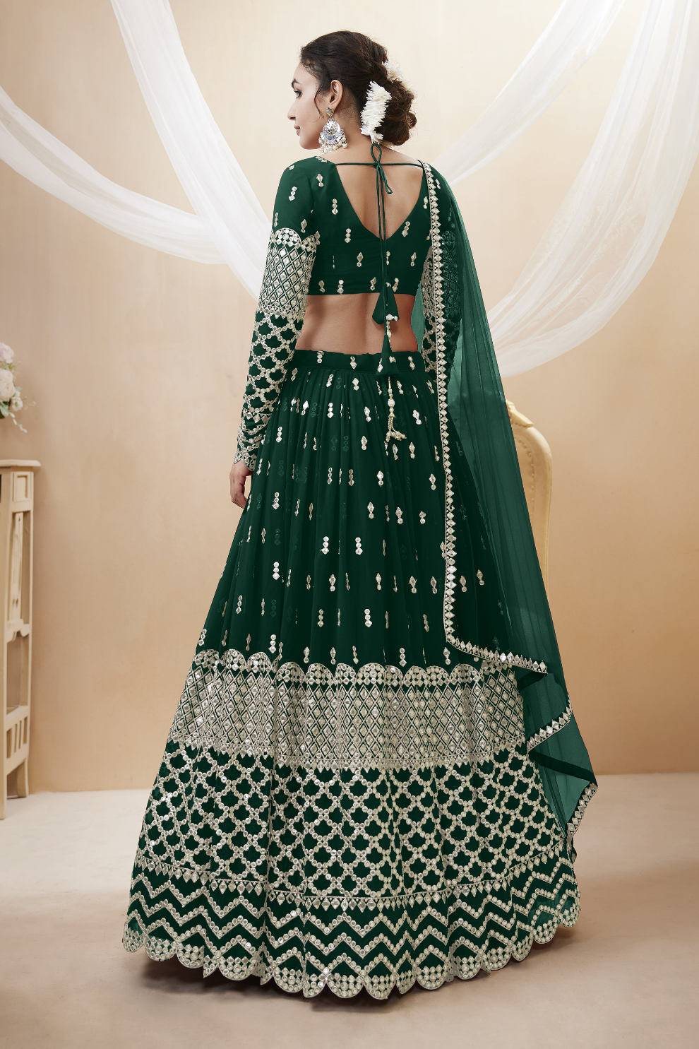 Designer Georgette Lehenga and Soft Net Dupatta Ensemble