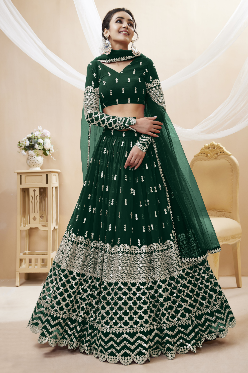 Designer Georgette Lehenga and Soft Net Dupatta Ensemble