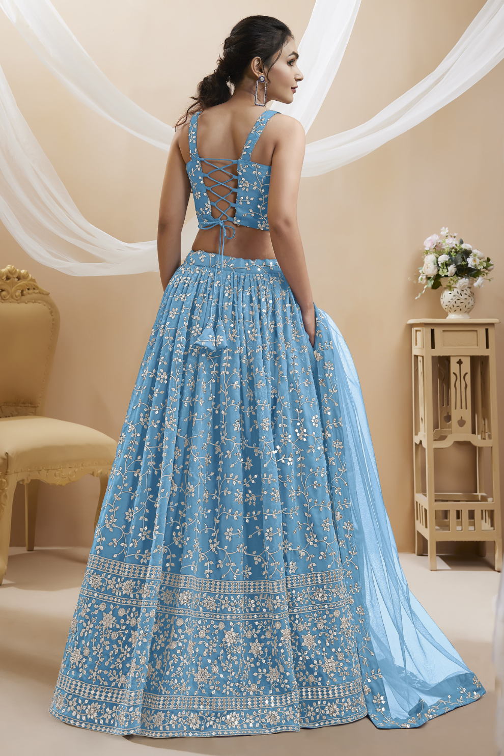 Stunning Lehenga Set with Sequins & Zari Embroidered Work
