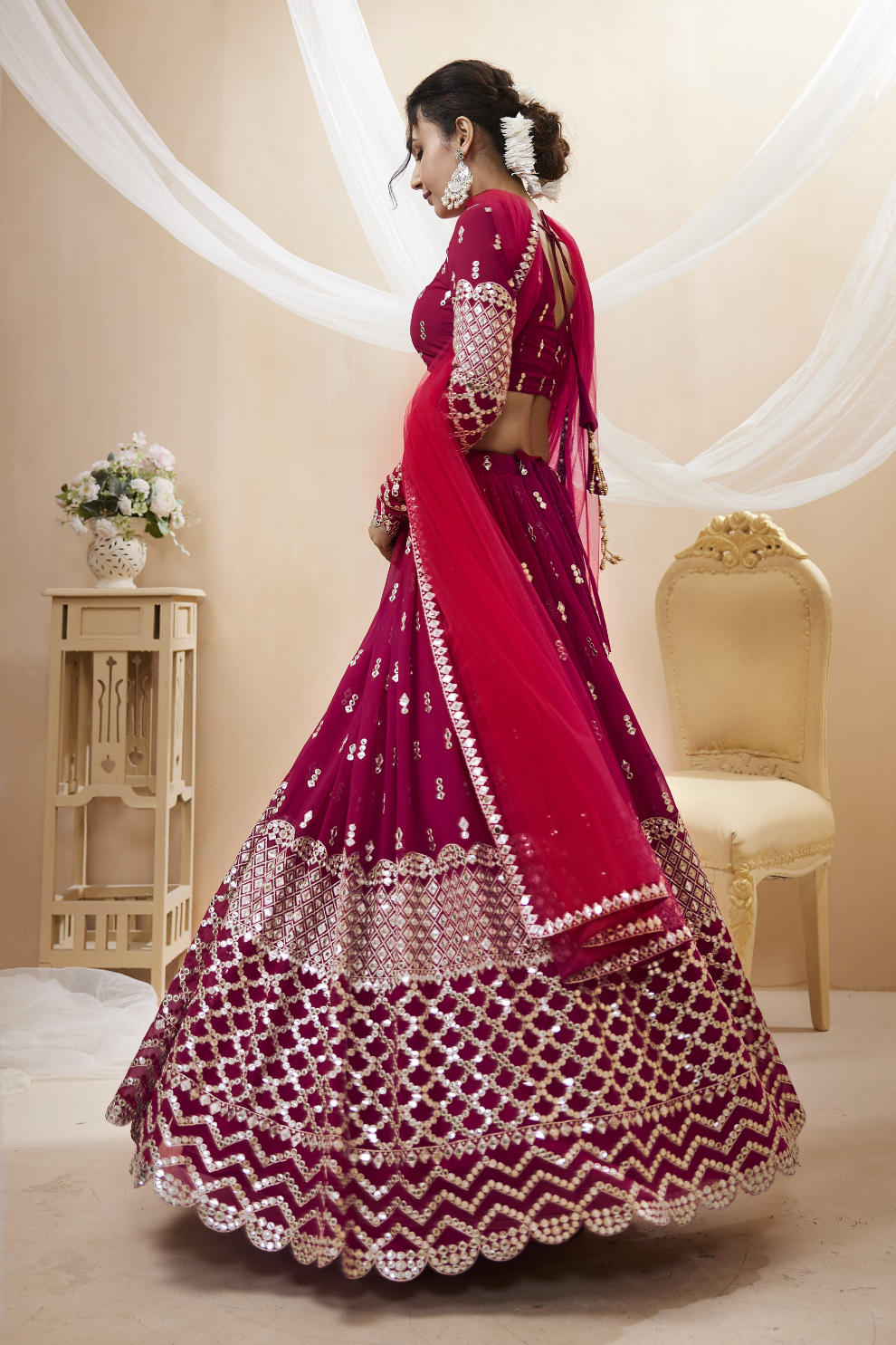 Designer Georgette Lehenga and Soft Net Dupatta Ensemble