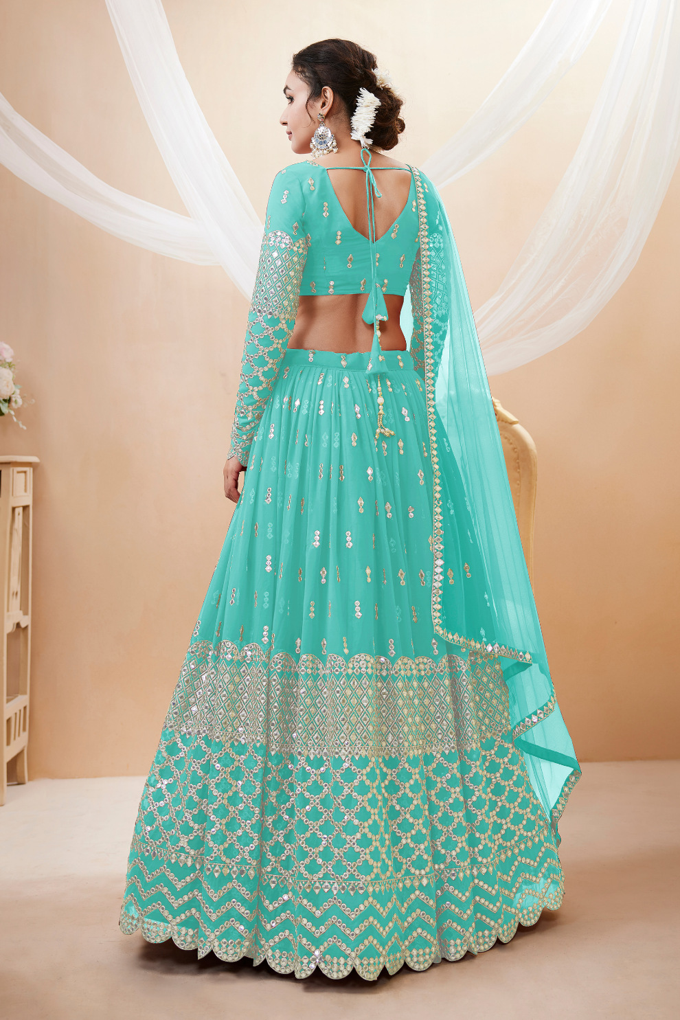 Designer Georgette Lehenga and Soft Net Dupatta Ensemble
