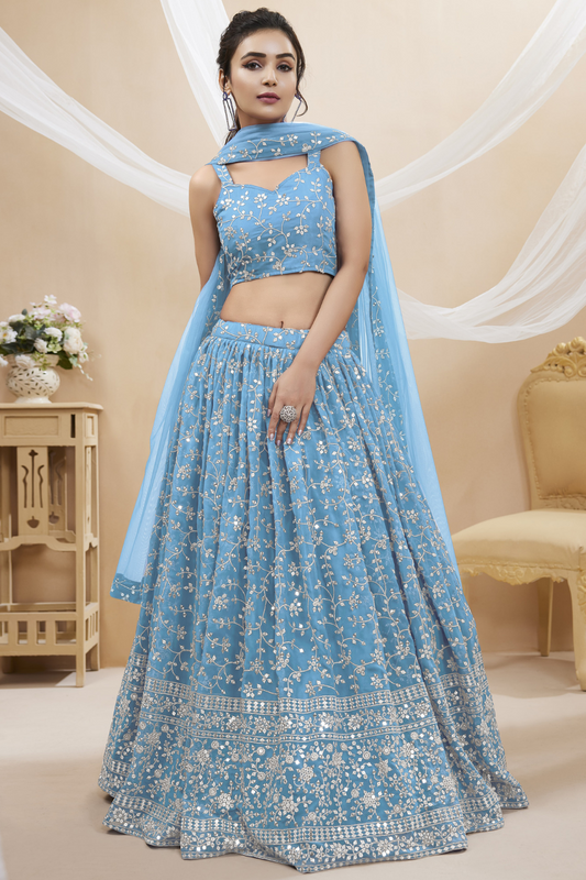 Stunning Lehenga Set with Sequins & Zari Embroidered Work