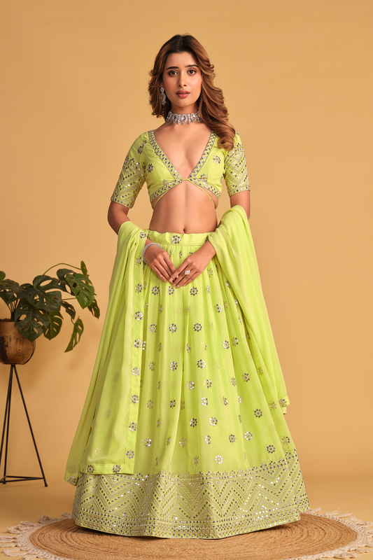 Richly Embroidered Lehenga with Sequins & Zari Detailing