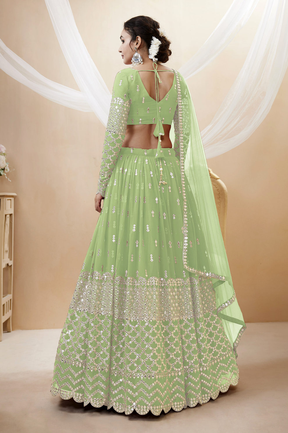 Designer Georgette Lehenga and Soft Net Dupatta Ensemble