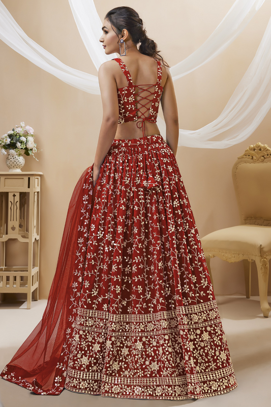 Stunning Lehenga Set with Sequins & Zari Embroidered Work