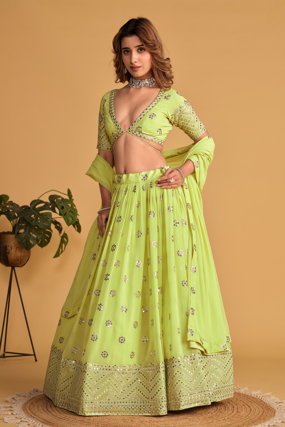 Richly Embroidered Lehenga with Sequins & Zari Detailing