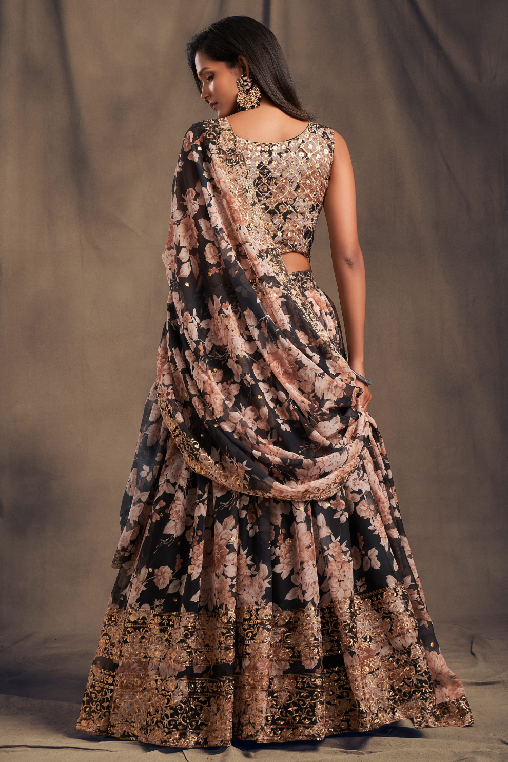 Bridal Organza Lehenga Choli with Detailed Floral Embroidery