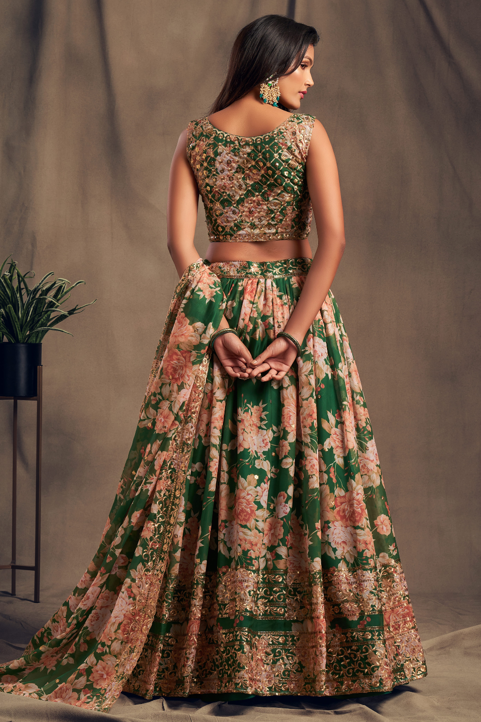 Bridal Organza Lehenga Choli with Detailed Floral Embroidery