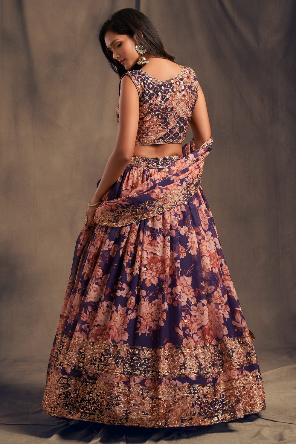Bridal Organza Lehenga Choli with Detailed Floral Embroidery