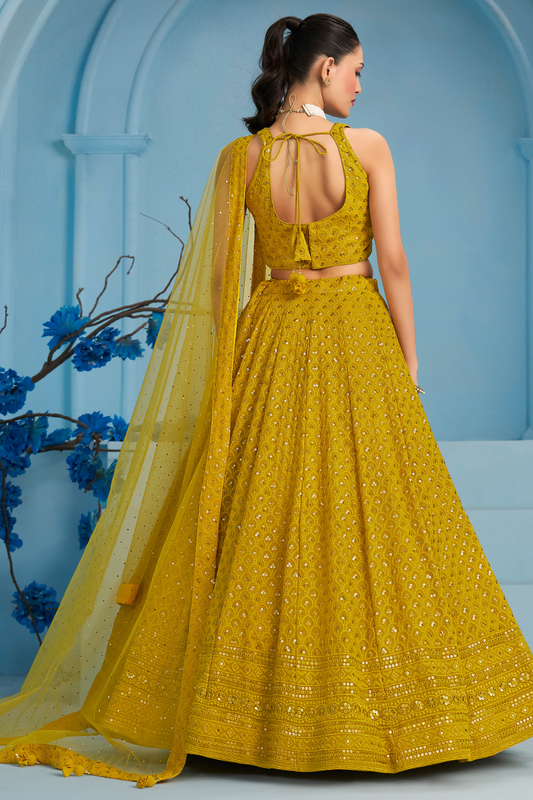 Elegant Wedding Wear Lehenga Choli with Intricate Georgette Embroidery