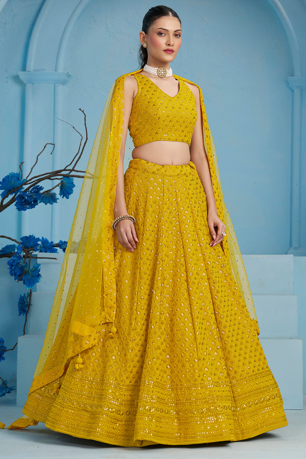 Elegant Wedding Wear Lehenga Choli with Intricate Georgette Embroidery